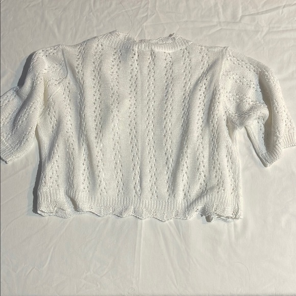 White Lightweight Knit Cardigan Sweater - Picture 7 of 8